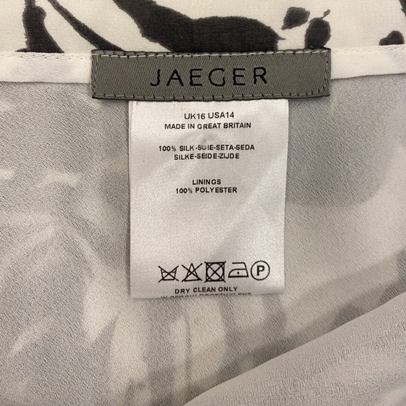 ♟️🐚Like New!Jaeger Black White Lined Silk Fliral Skirt - Picture 4 of 4